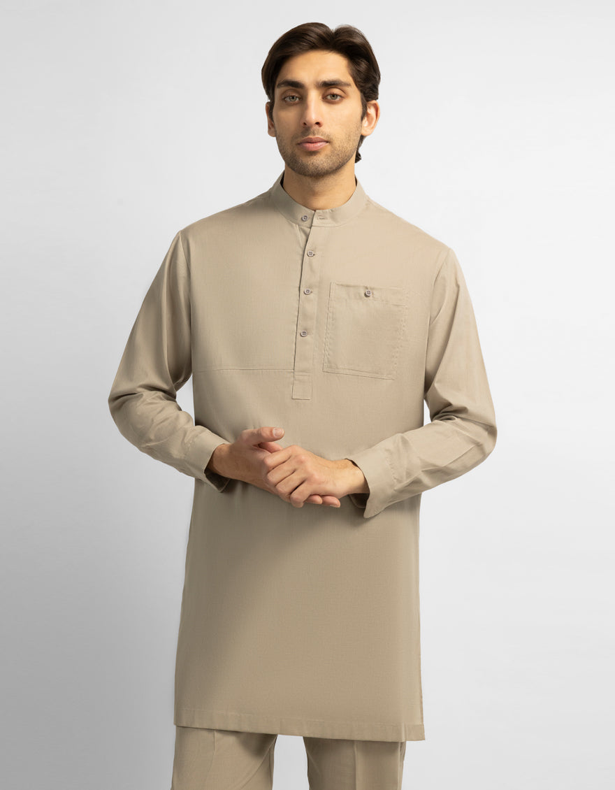 SAND COTTON CASUAL KURTA TROUSERS