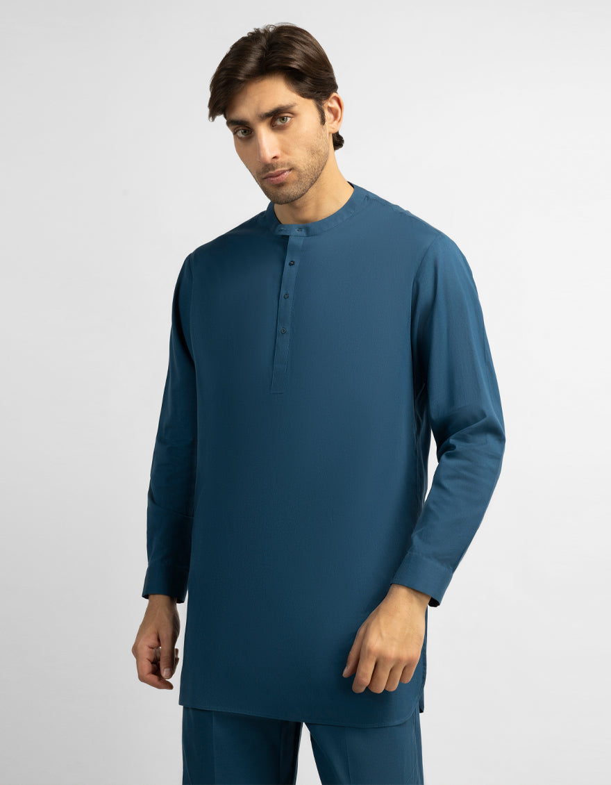 TEAL COTTON CASUAL KURTA TROUSERS