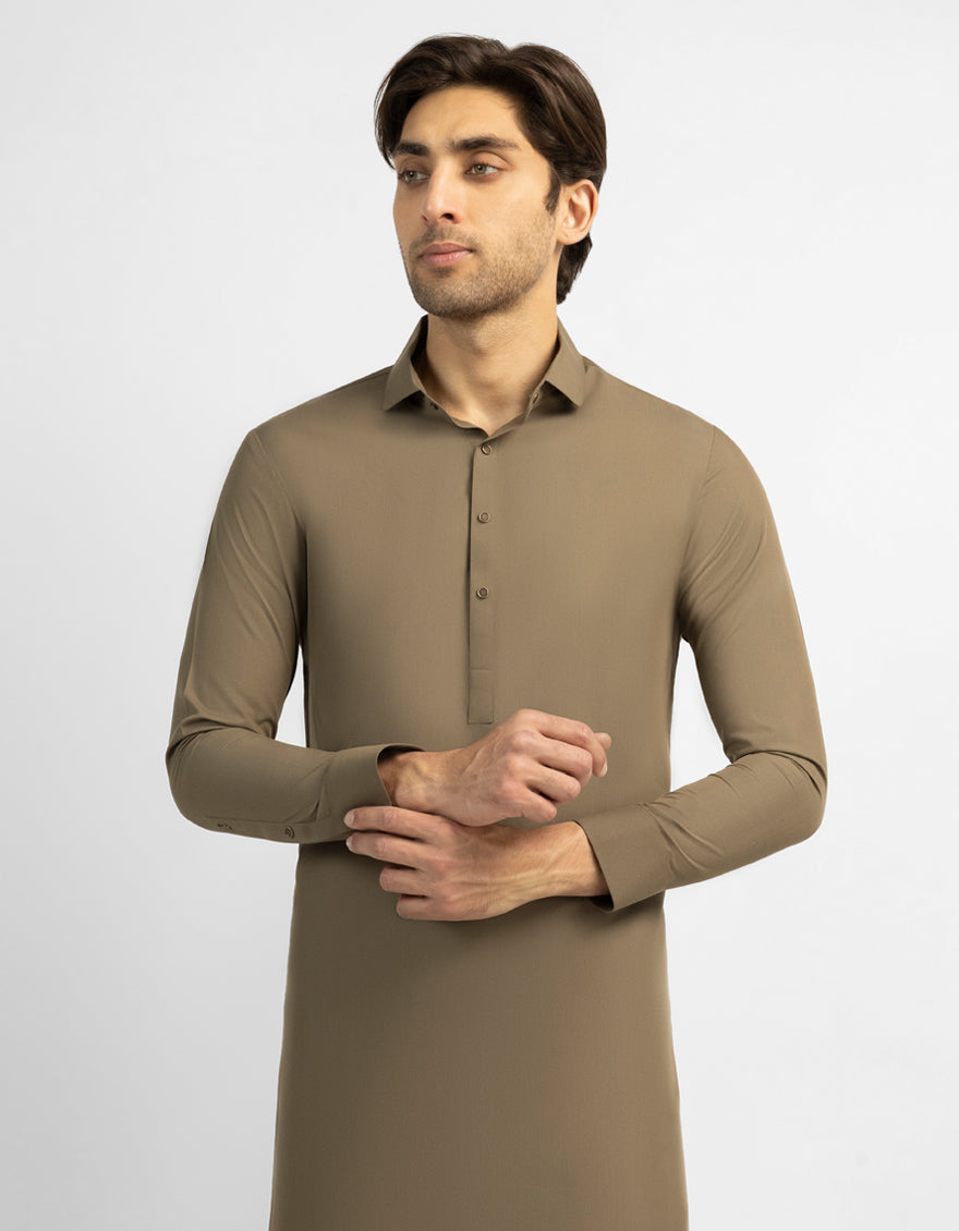 OLIVE GREEN PLAIN KAMEEZ SHALWAR