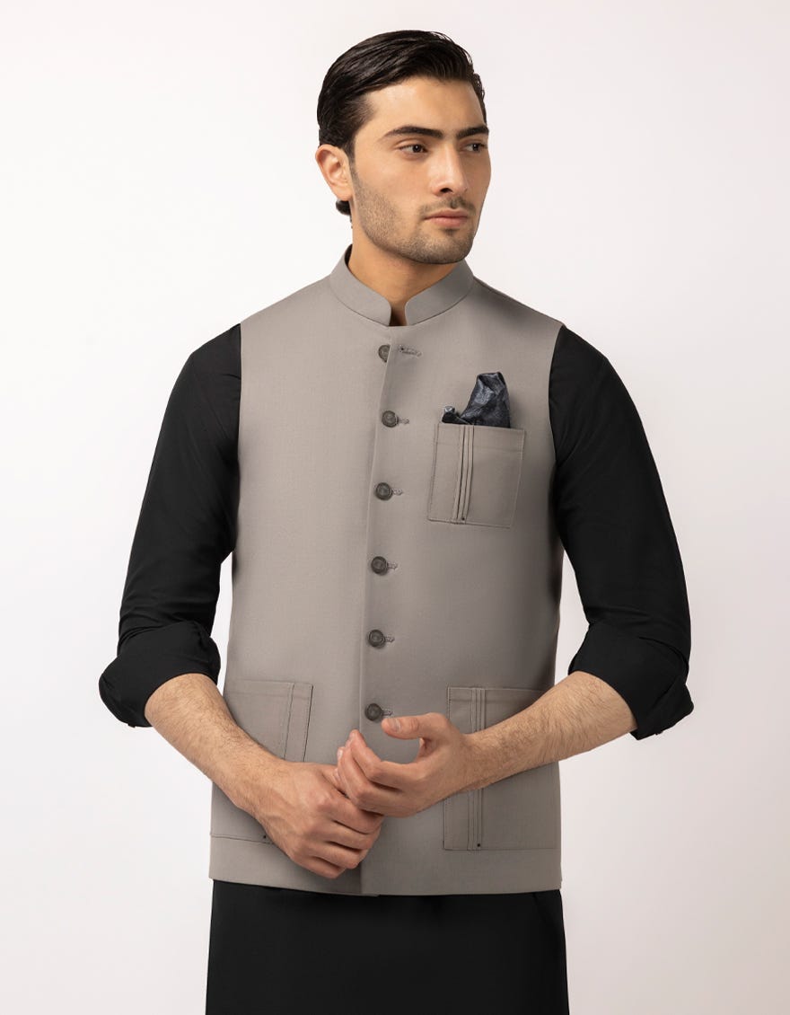 SMOKE GREY SUITING WAISTCOAT