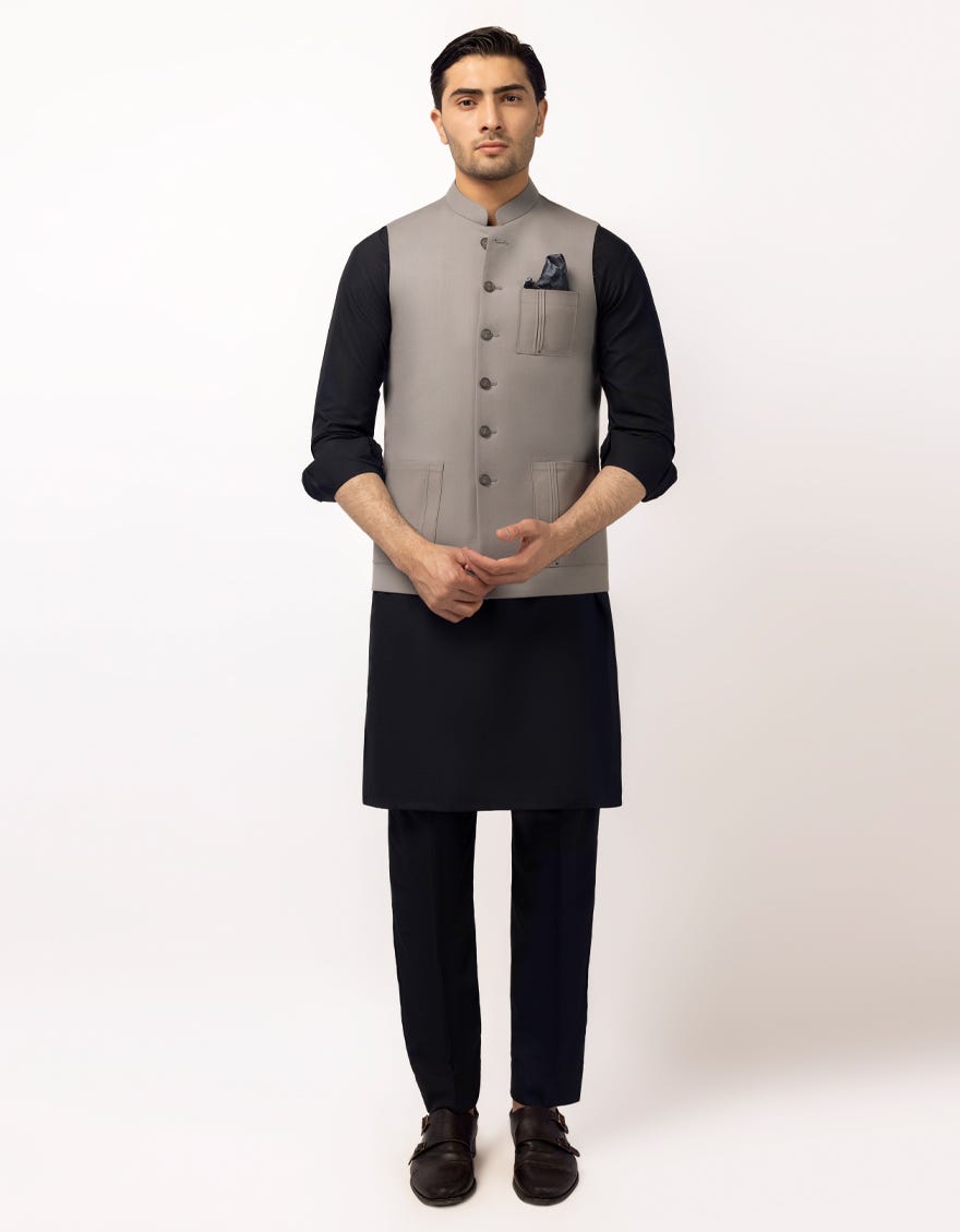 SMOKE GREY SUITING WAISTCOAT