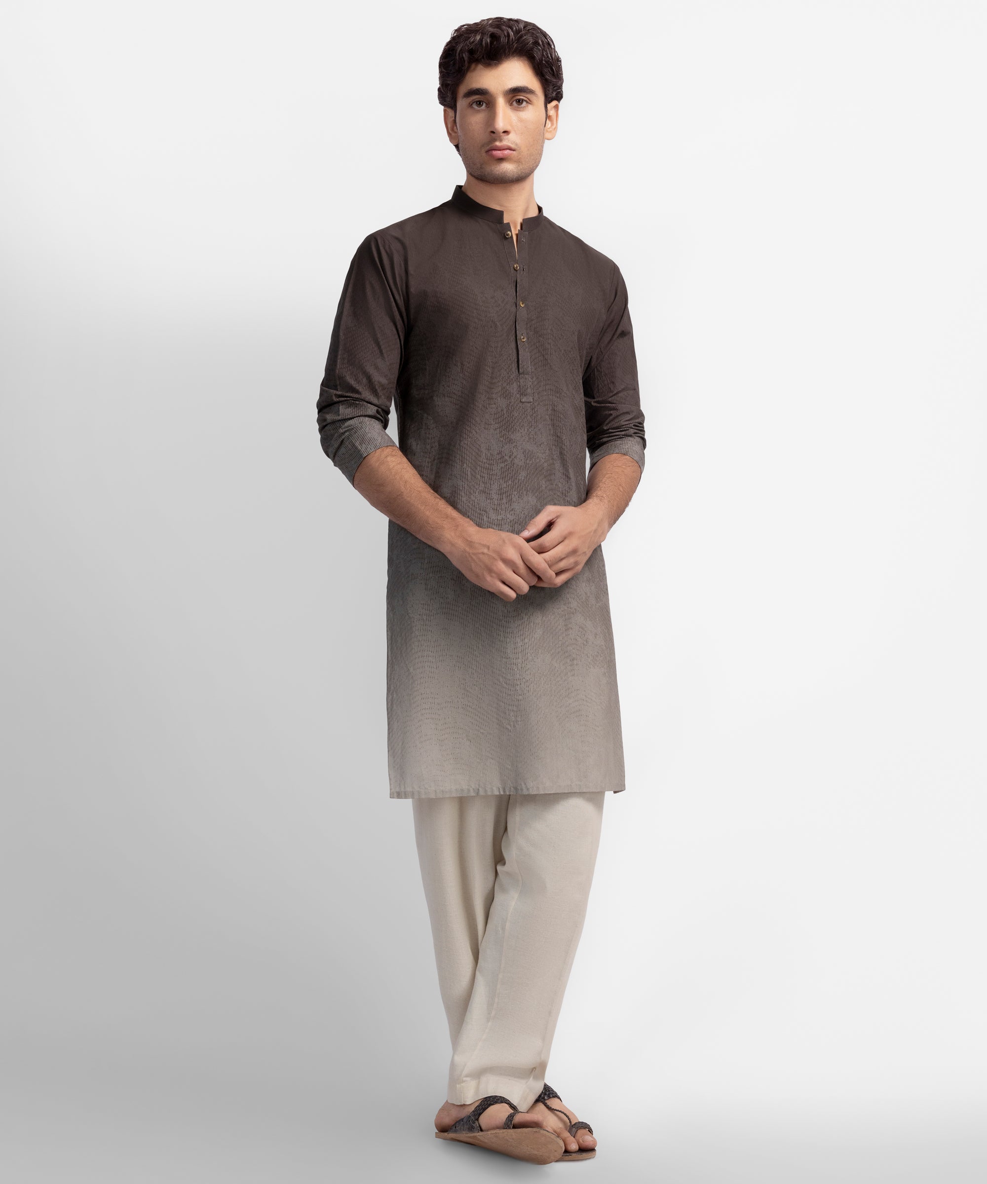 Maroon Dip-Dye Plain Cotton Kurta