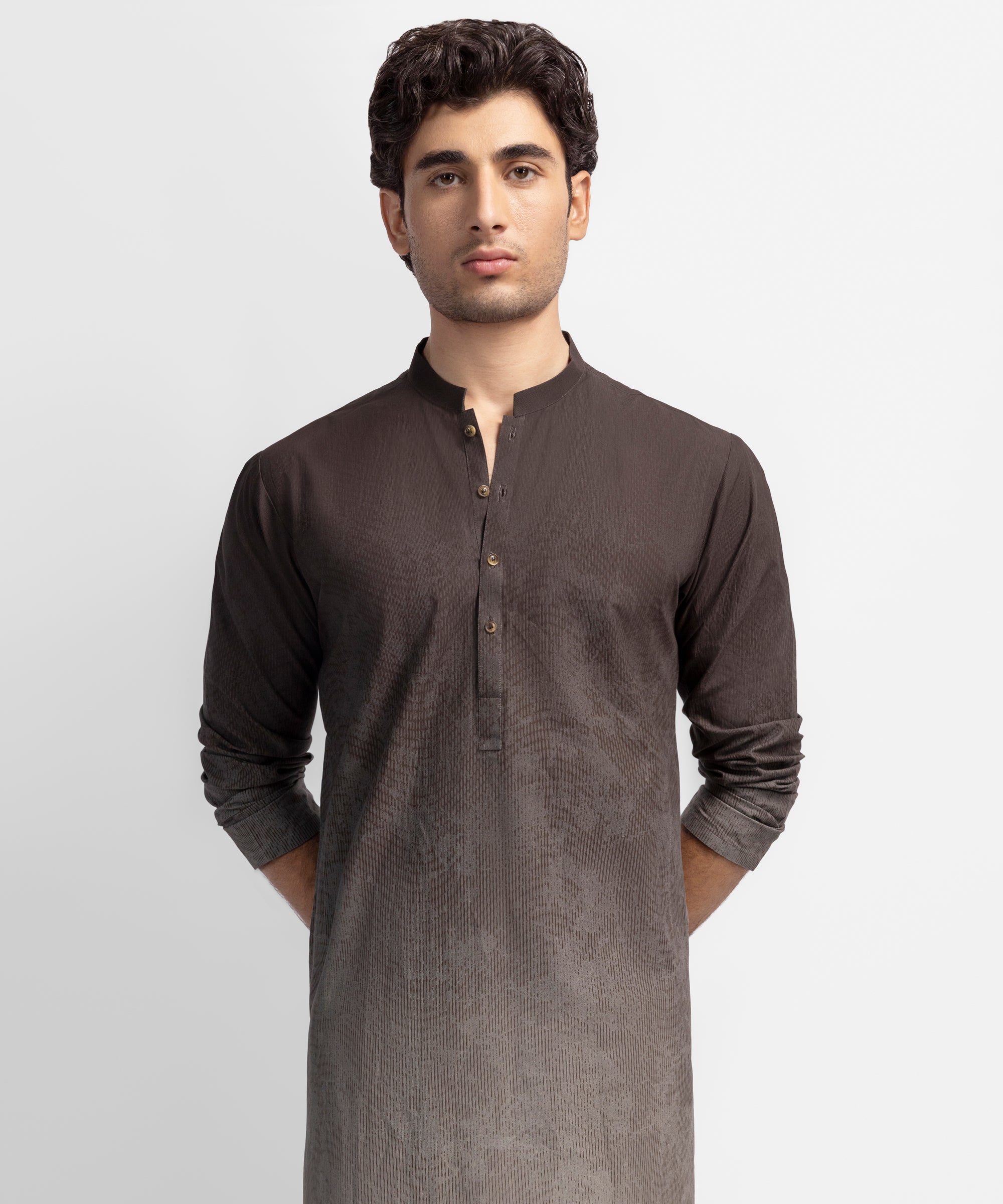 Maroon Dip-Dye Plain Cotton Kurta