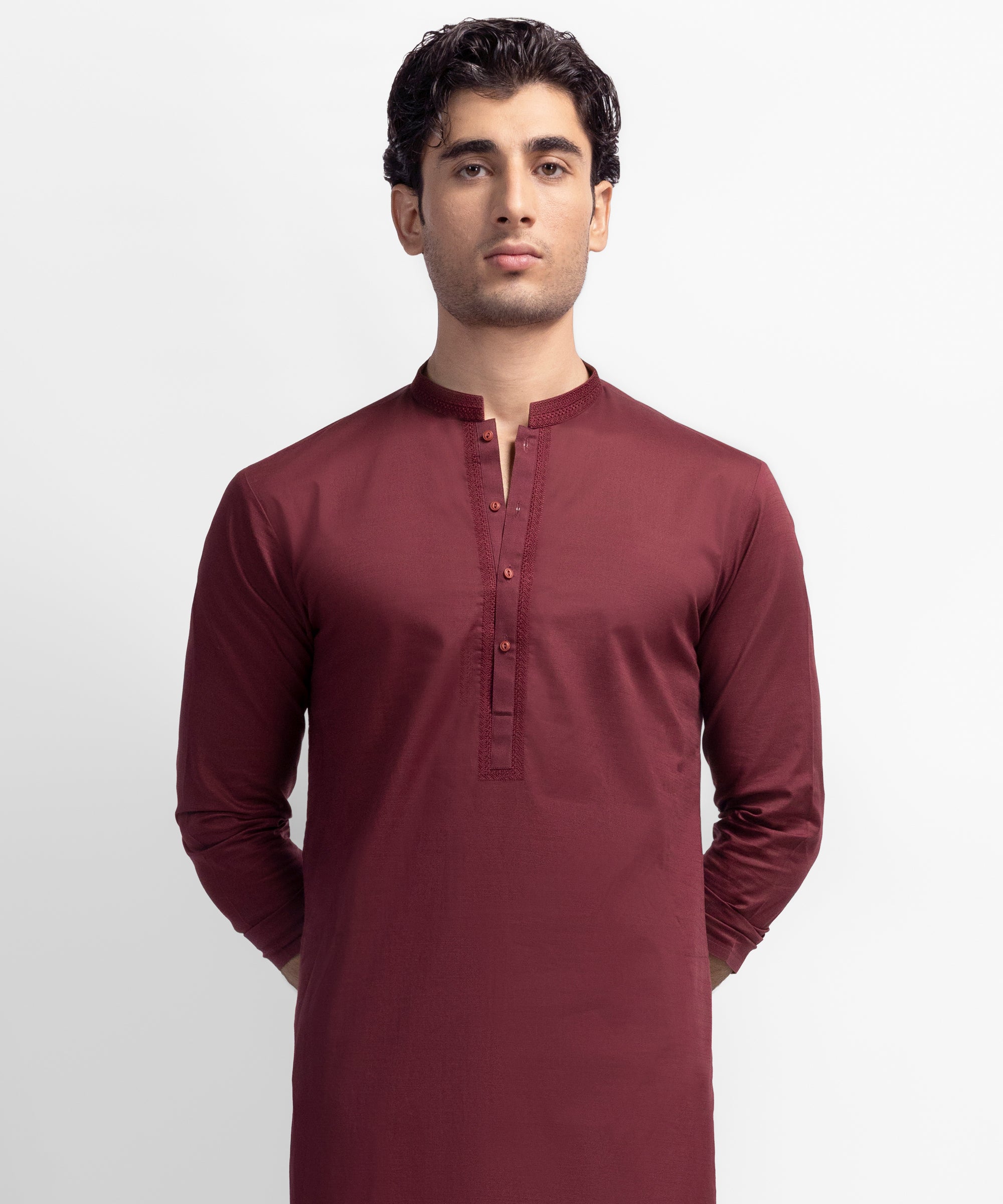 Maroon Semi-Formal Cotton Kurta