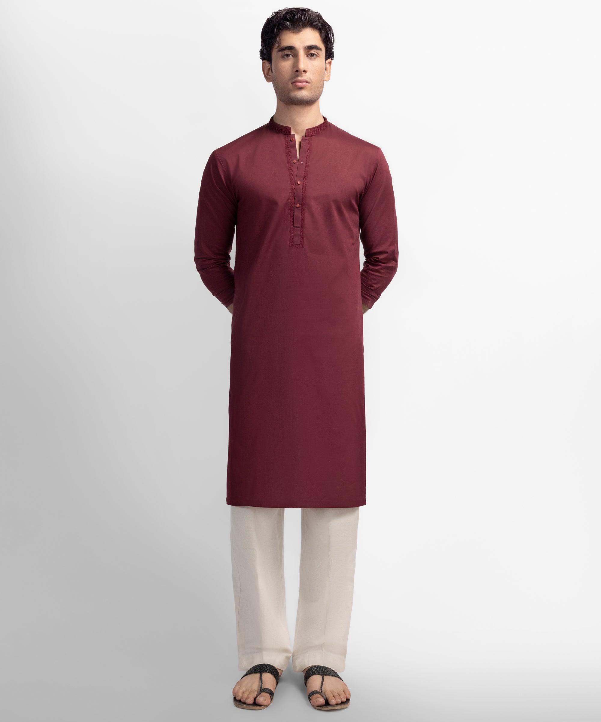 Maroon Semi-Formal Cotton Kurta