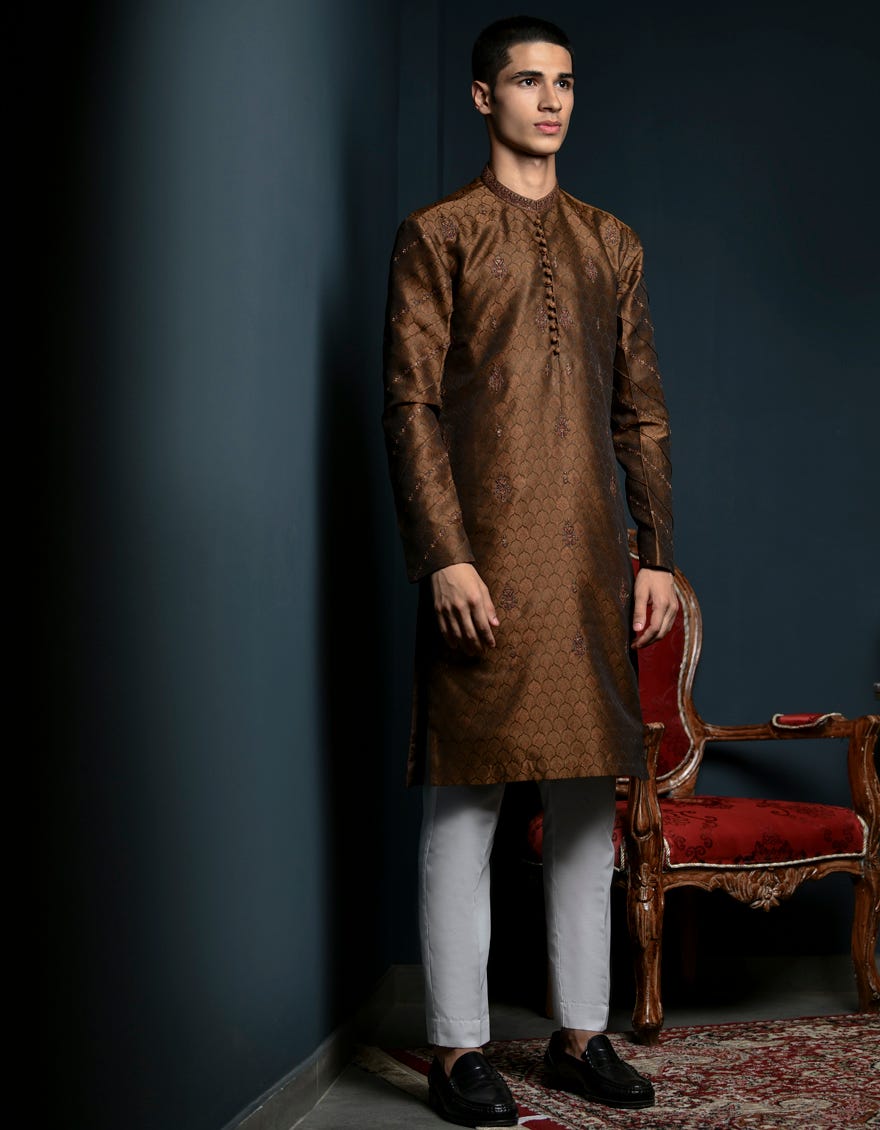 Orange Formal Teen Boy's Kurta | Jtk-Sp-48005