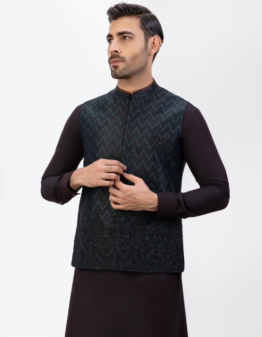 Emerald Green Blended Waistcoat | Jjvc-48008