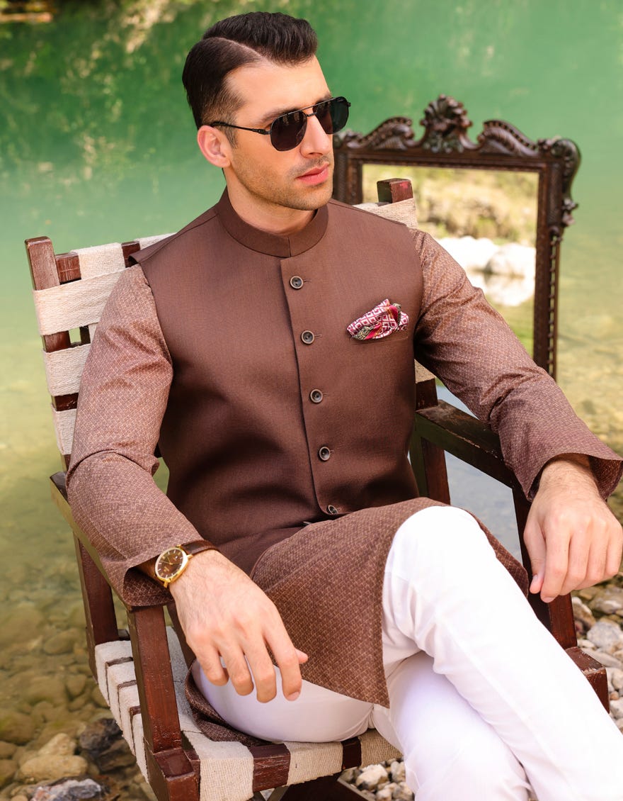 Brown Suiting Waistcoat | Jjvc-48012