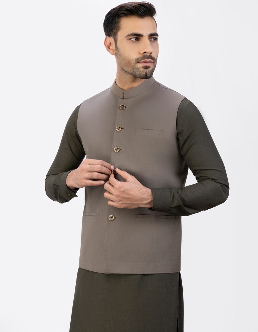 Light Brown Suiting Waistcoat | Jjvc-48013