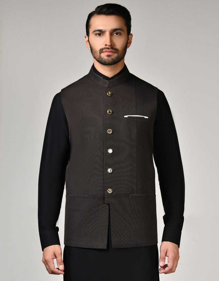 Brown Suiting Waistcoat | Jjvc-A-48015