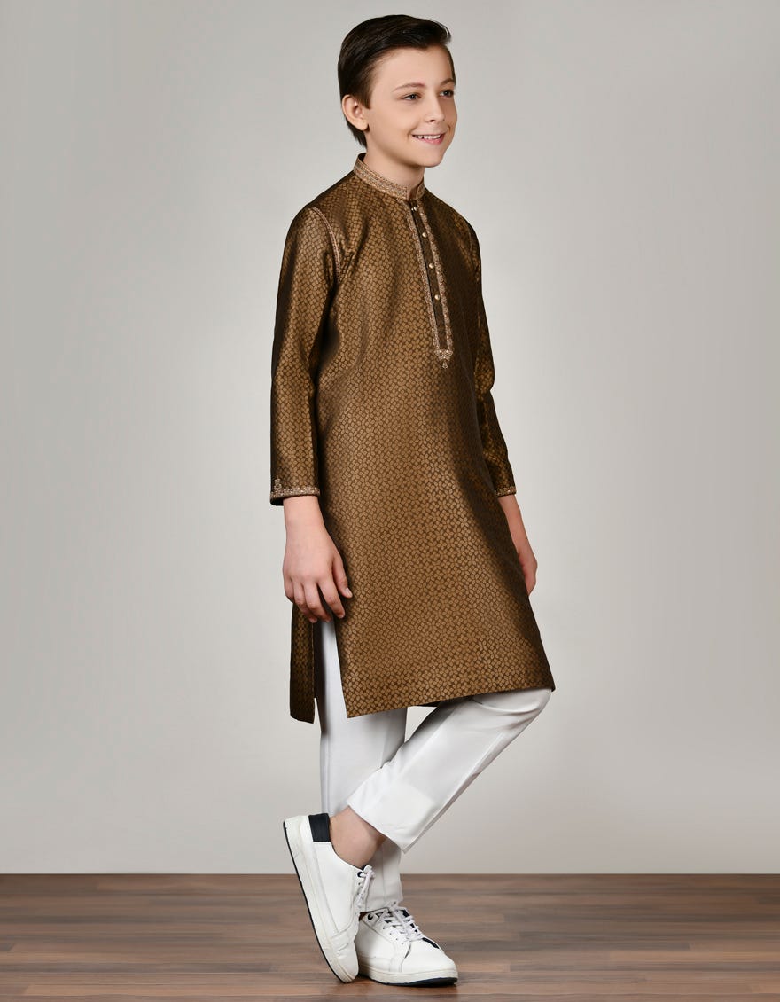 Brown Formal Kid's Kurta | Jck-Sp-48031
