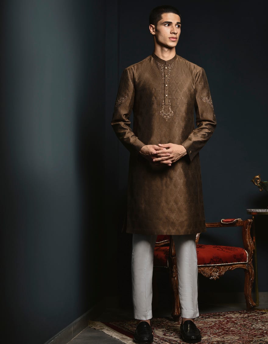 Mehndi Green Blended Special Teen Boy's Kurta | Jtk-Sp-A-48041