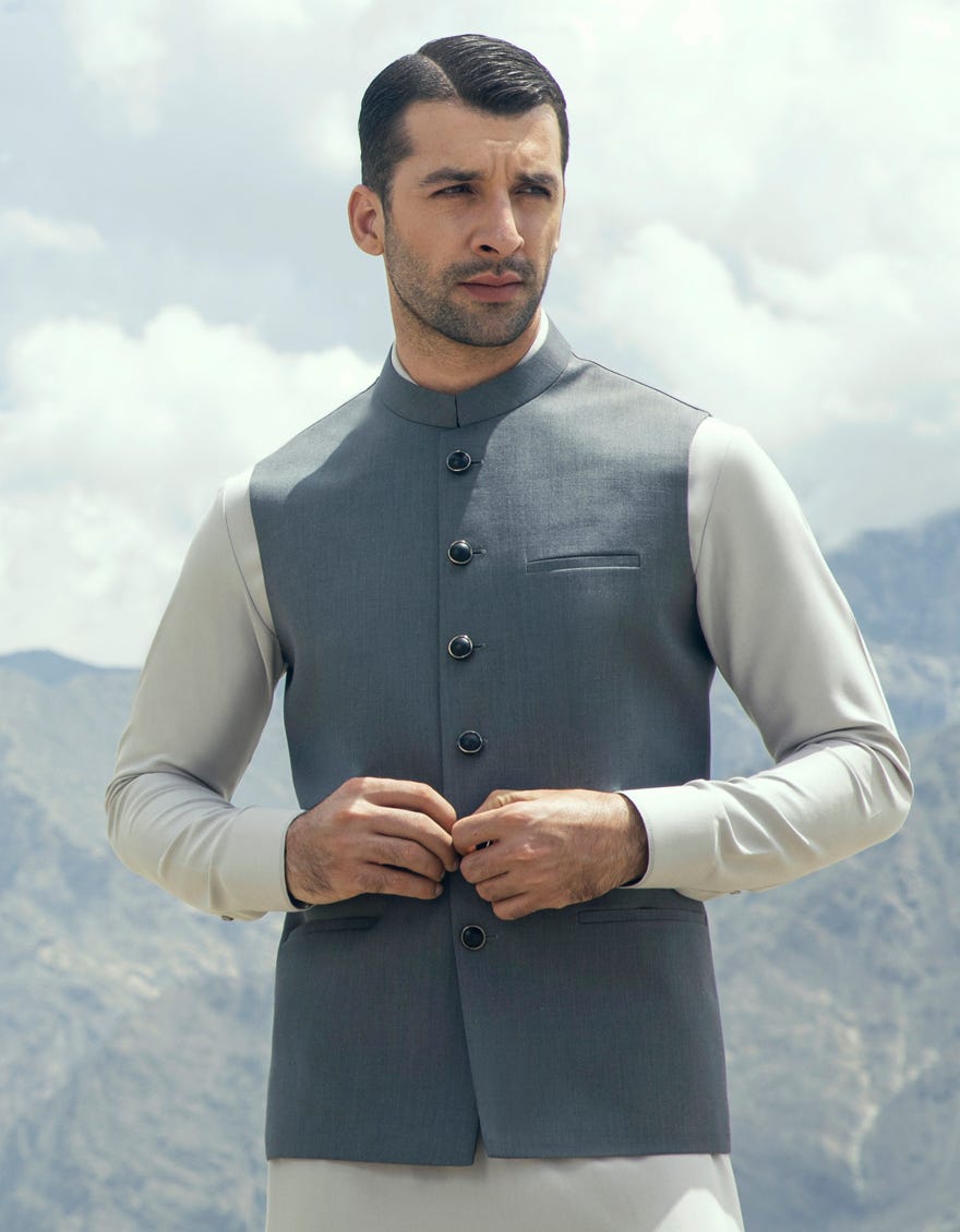 Dull Grey Waistcoat | Jjvc-48042