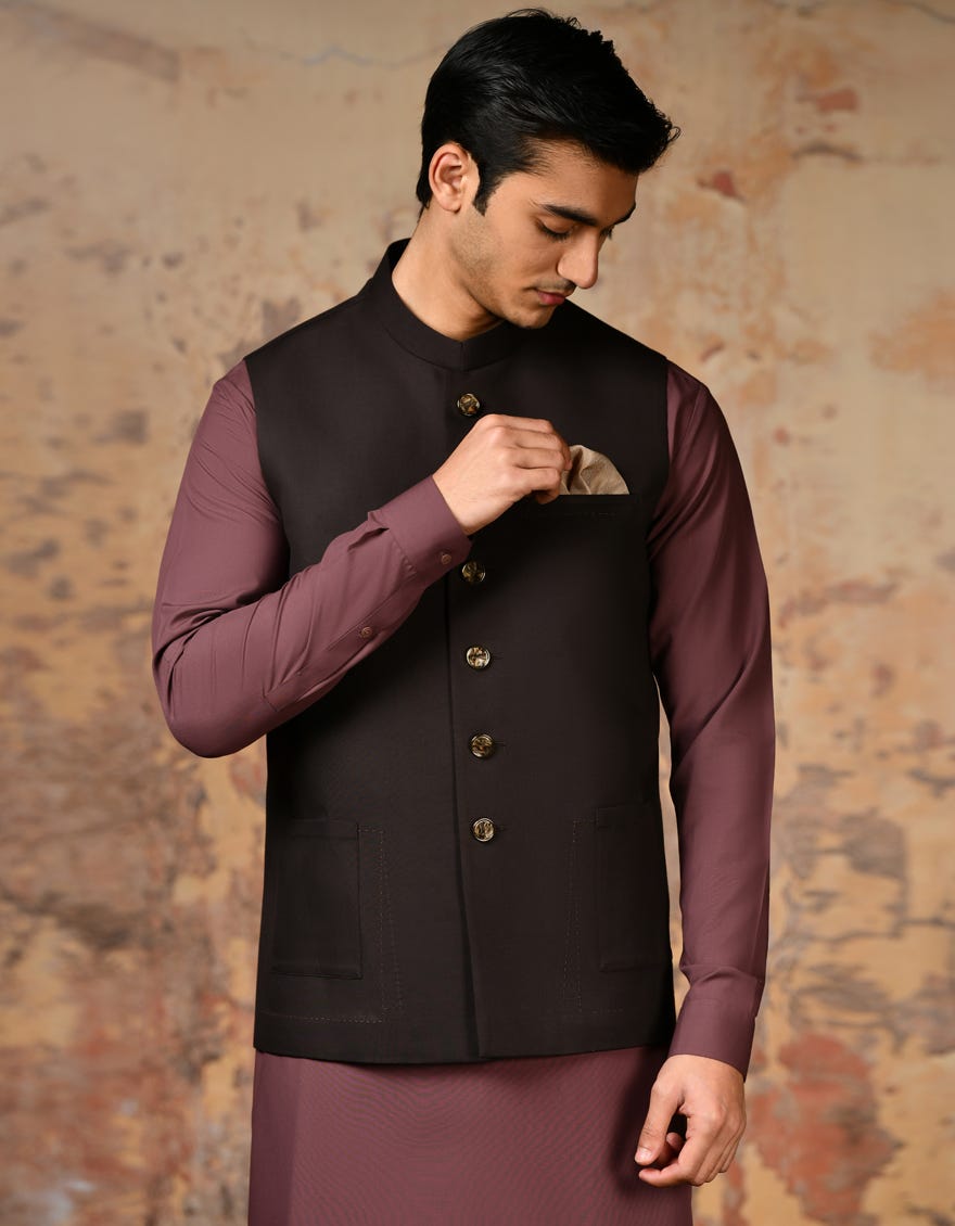 Chocolate Brown Blended Waistcoat | Jjvc-A-48068