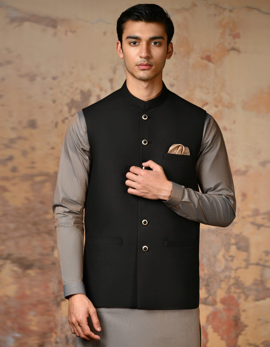 Black Blended Waistcoat | Jjvc-A-48114-Ap