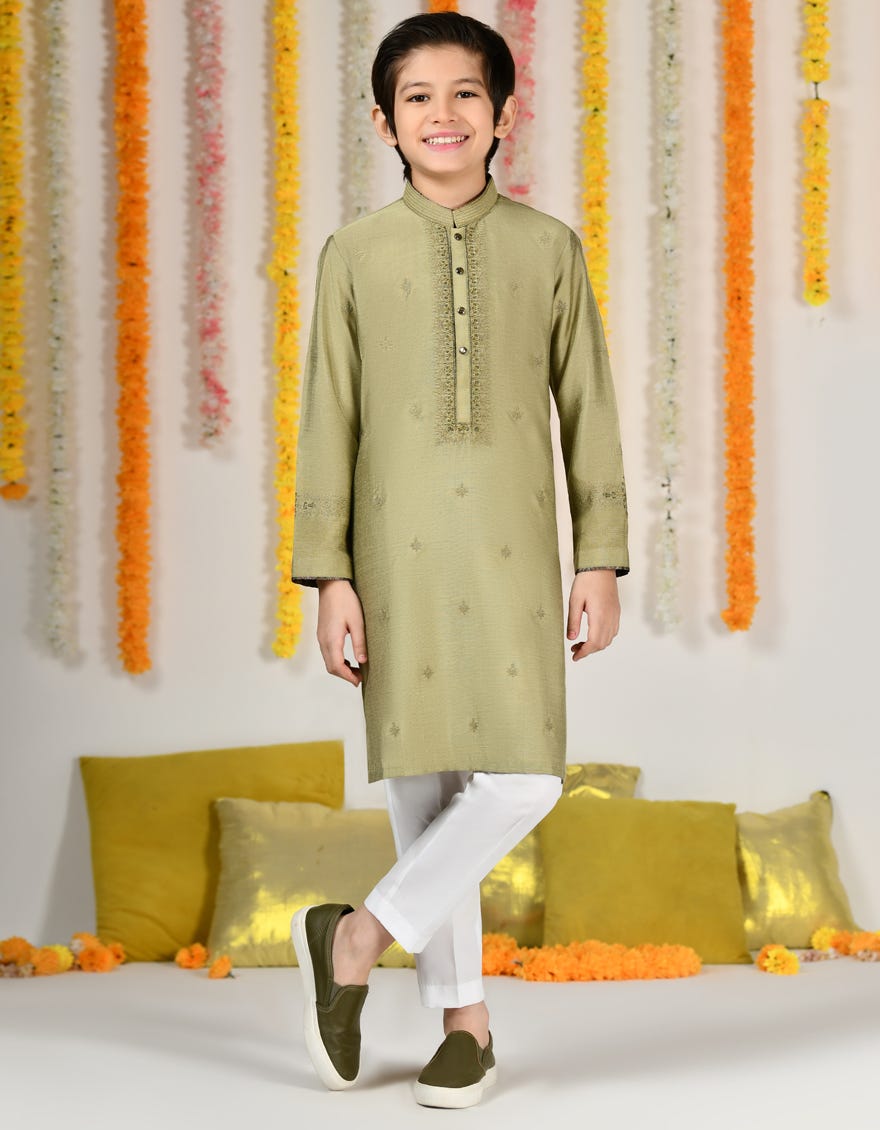 Dull Gold Blended Special Kid's Kurta | Jck-Sp-A-48123