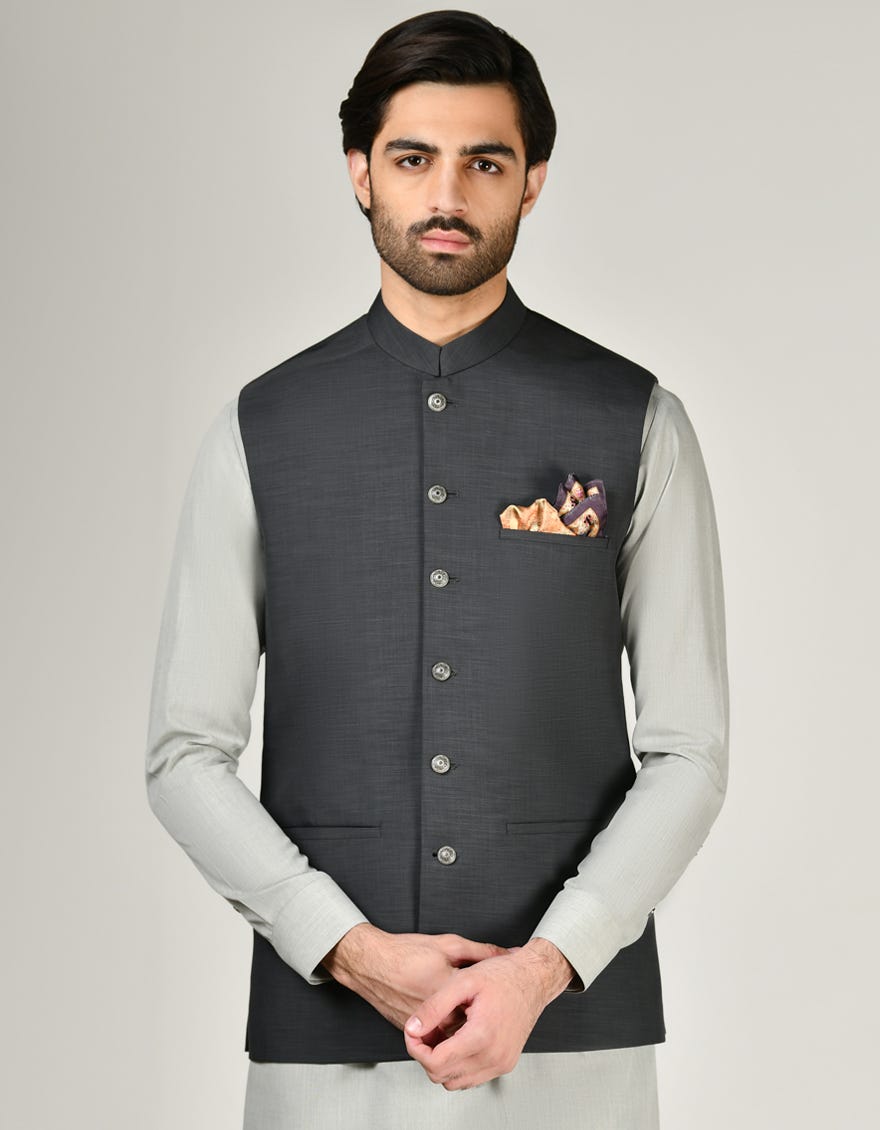 Charcoal Grey Suiting Waistcoat | Jjvc-A-48162