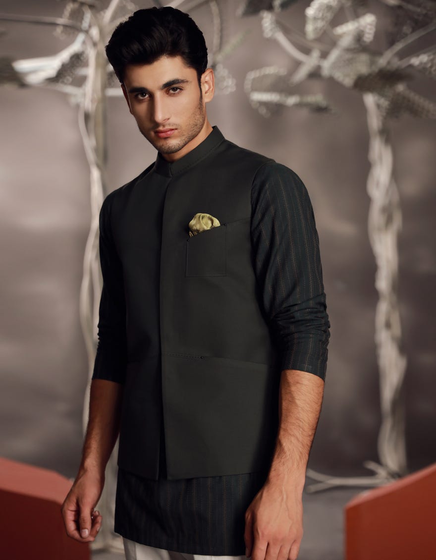 GREEN BLENDED WAISTCOAT | JJVC-A-48182