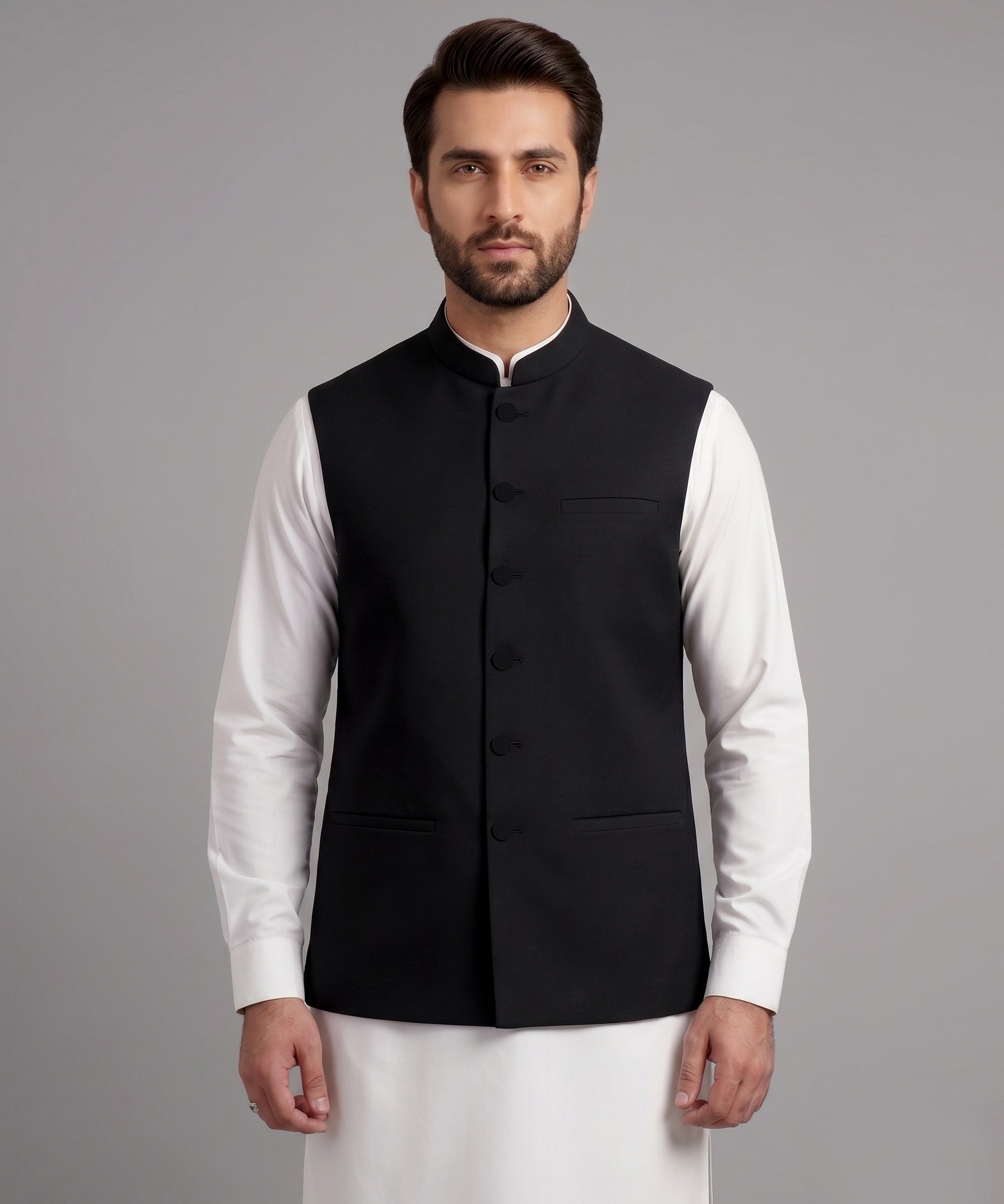 BLACK PLAIN WAISTCOAT