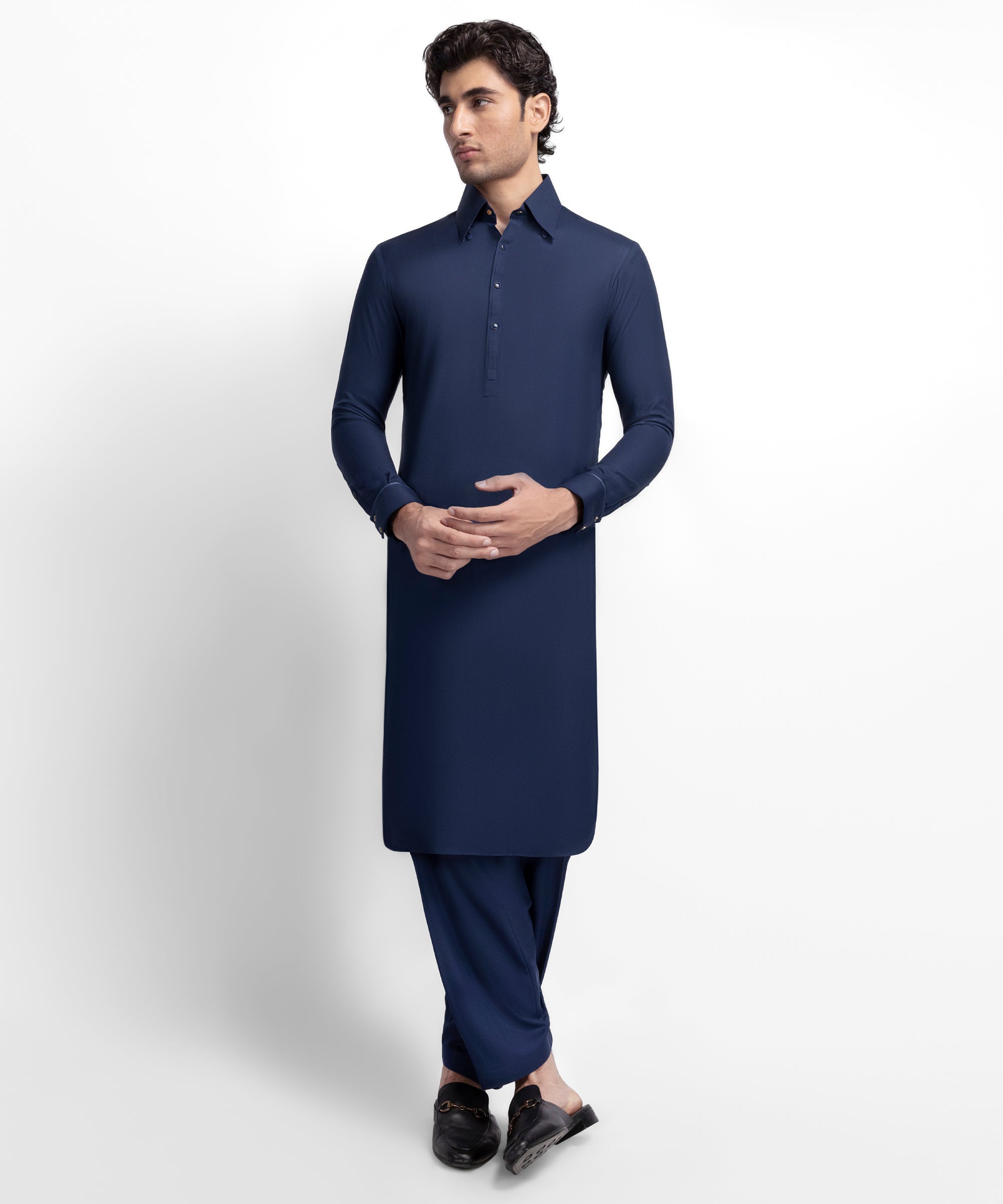 Navy Blue Formal Kameez Shalwar