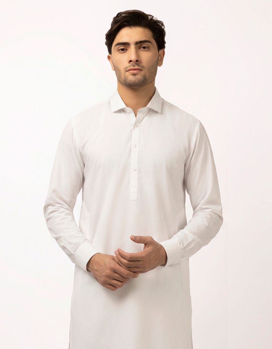 WHITE PLAIN KURTA TROUSERS