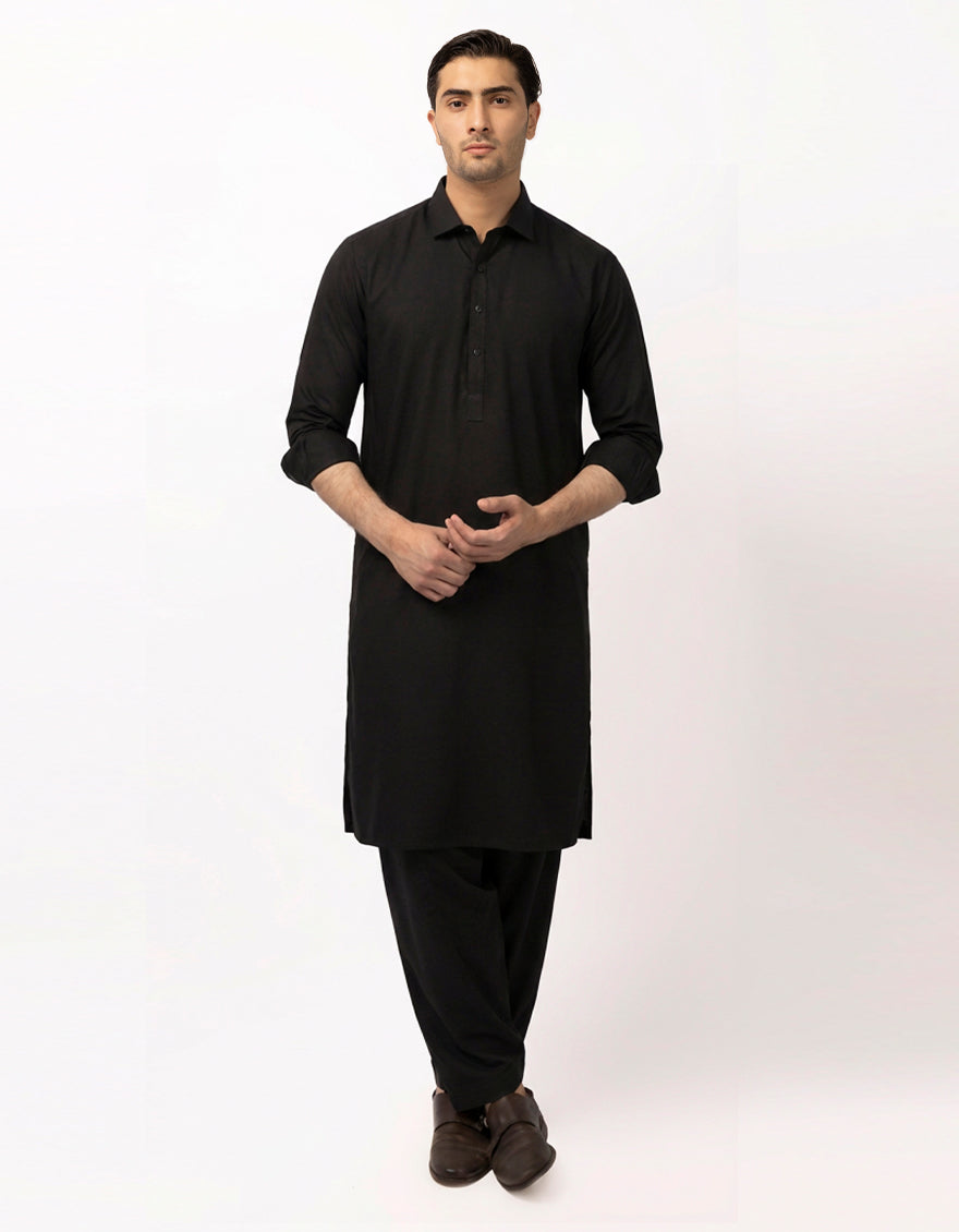 BLACK PLAIN KURTA TROUSERS