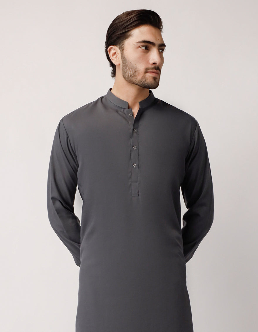 Grey Plain Kameez Shalwar