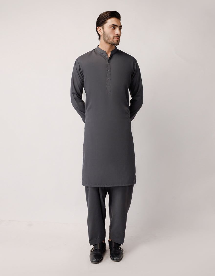 Grey Plain Kameez Shalwar