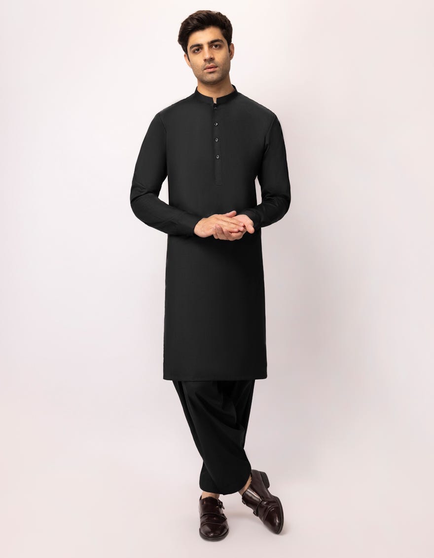 BLACK PLAIN KAMEEZ SHALWAR