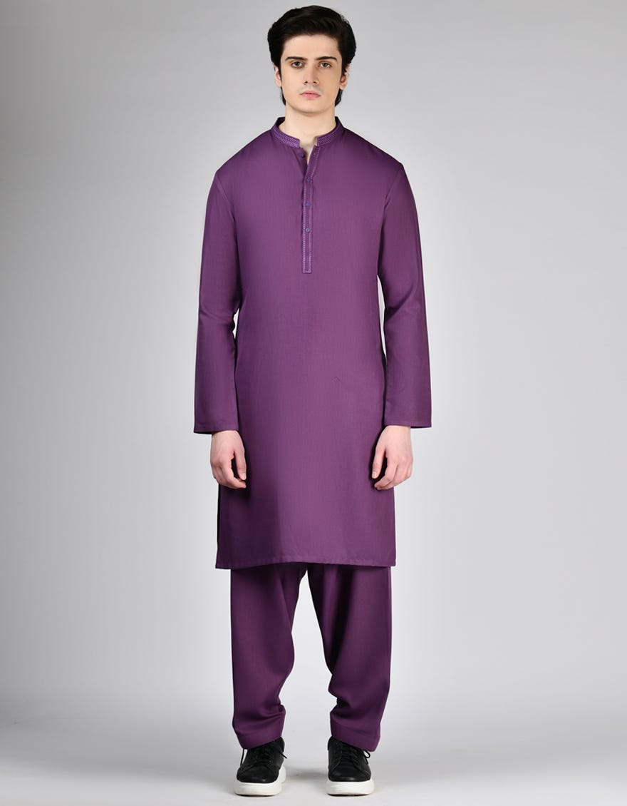 PURPLE BLENDED KAMEEZ SHALWAR | JTKS-W-50010