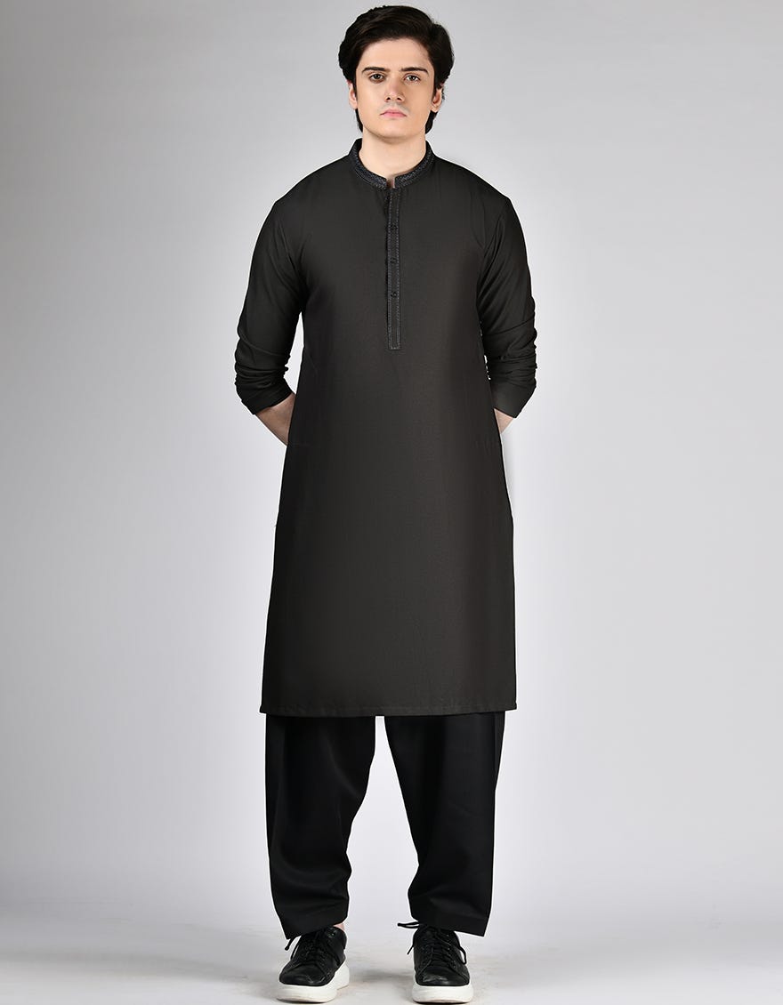 CHARCOAL SEMI FORMAL KAMEEZ SHALWAR