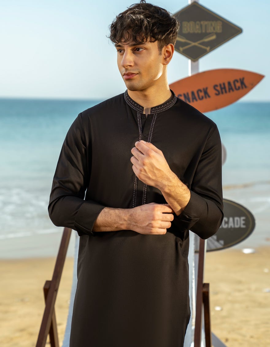 BLACK BLENDED KURTA TROUSER | JTKP-A-50036
