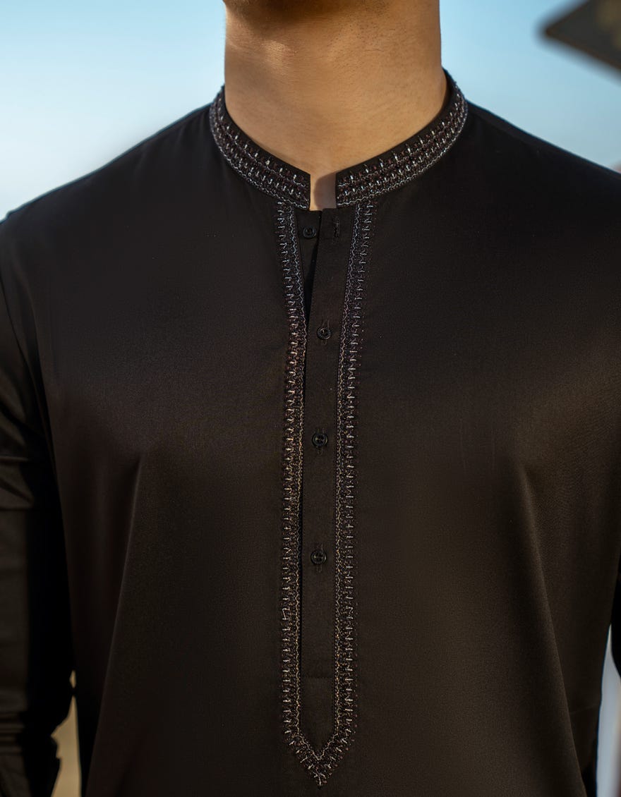 BLACK BLENDED KURTA TROUSER | JTKP-A-50036