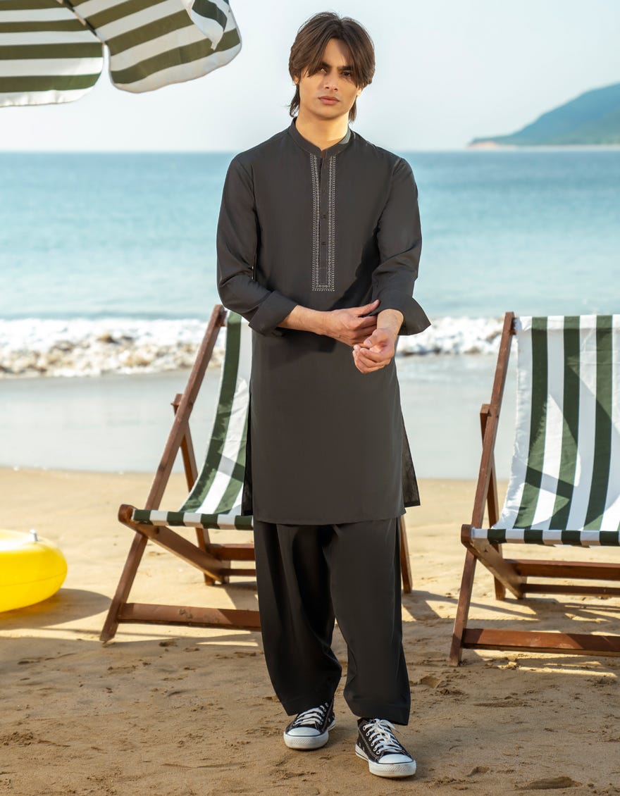 DARK GREEN BLENDED KAMEEZ SHALWAR | JTKS-A-50037