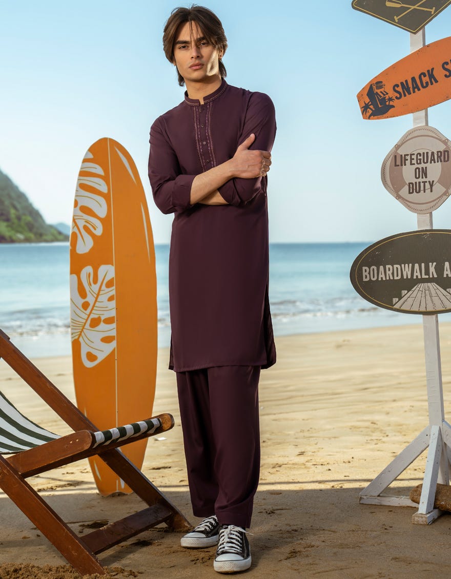 DARK PURPLE BLENDED KAMEEZ SHALWAR | JTKS-A-50049