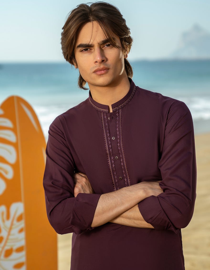 DARK PURPLE BLENDED KAMEEZ SHALWAR | JTKS-A-50049