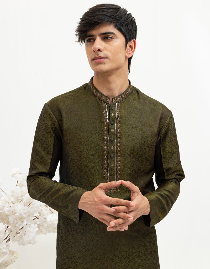 MIDNIGHT GREEN FORMAL KURTA