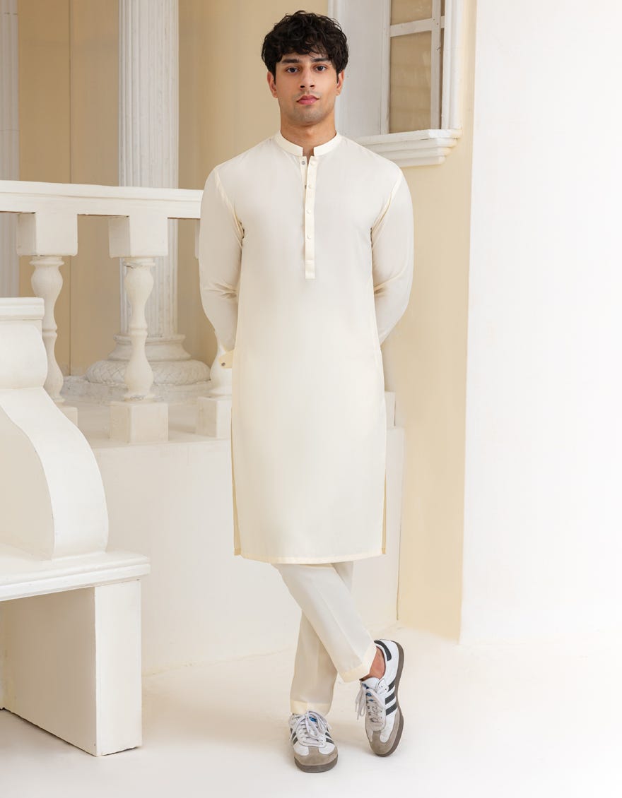 CREAM COTTON KURTA TROUSER