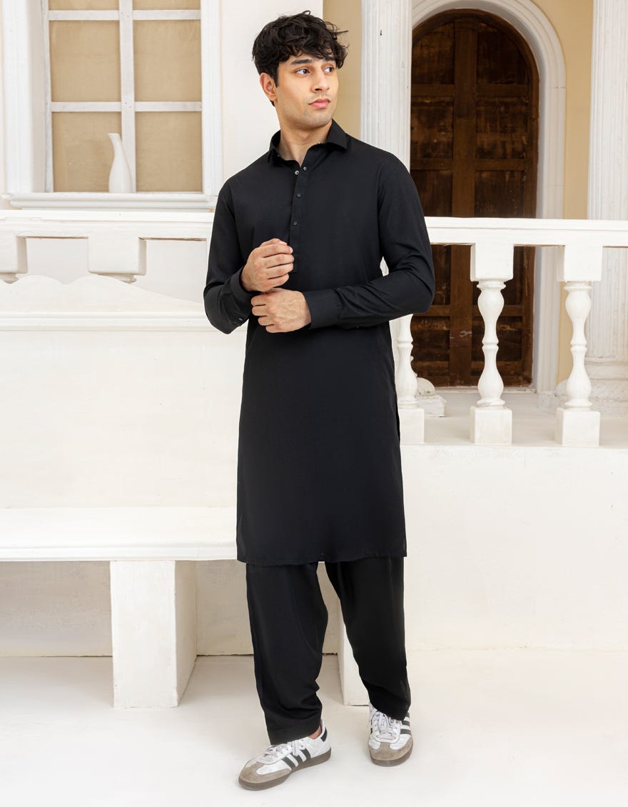 BLACK BLENDED KAMEEZ SHALWAR