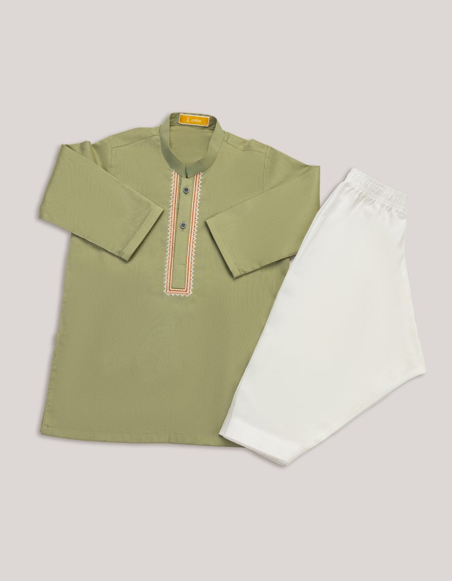 DULL GREEN COTTON KAMEEZ SHALWAR