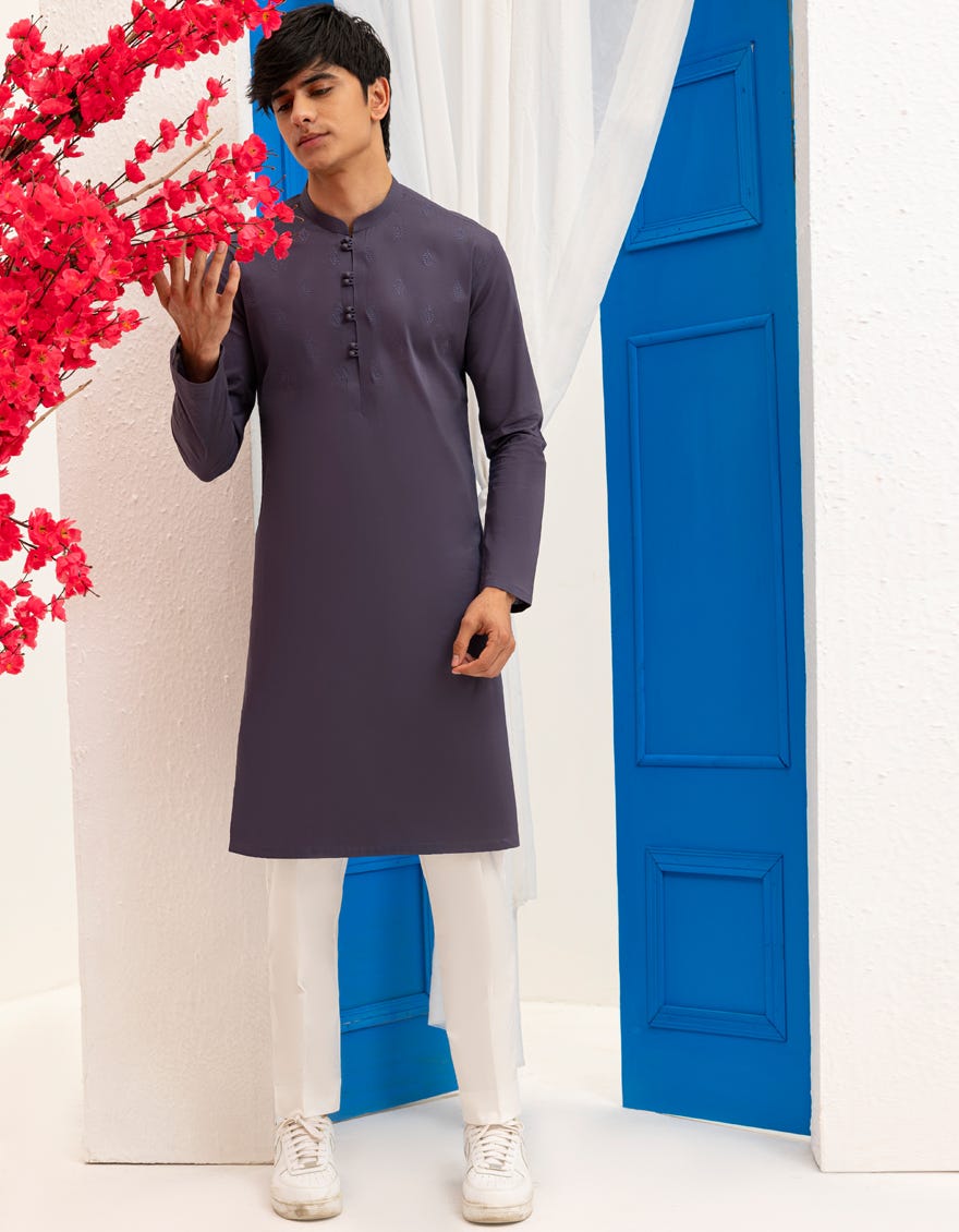 GREY COTTON KURTA