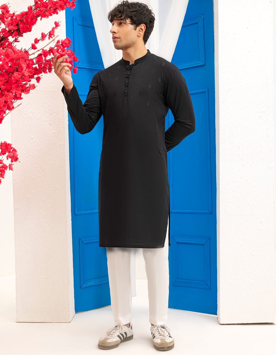 BLACK COTTON KURTA