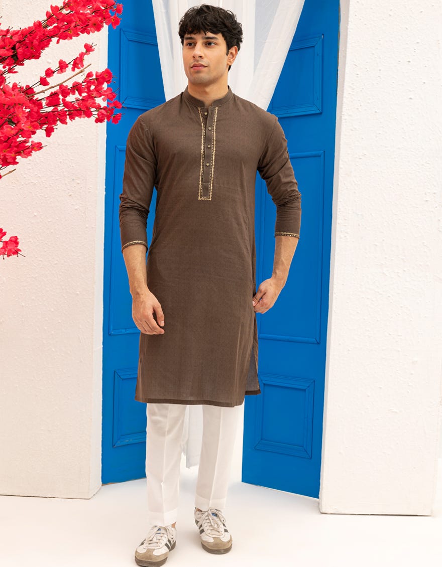BROWN COTTON KURTA