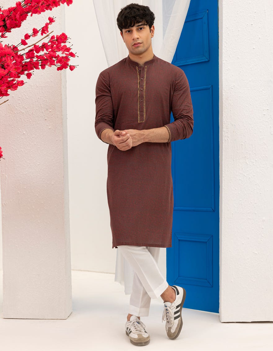 MAROON COTTON KURTA