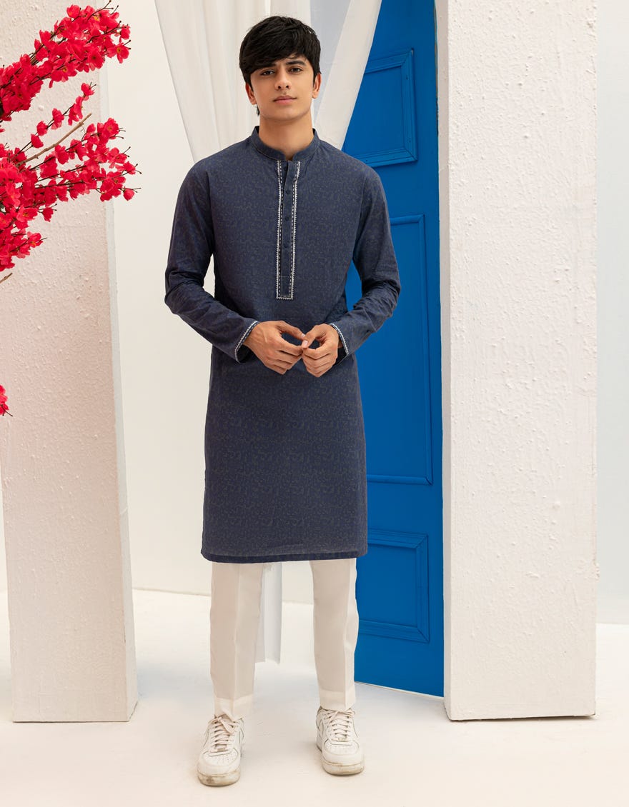 BLUE COTTON KURTA