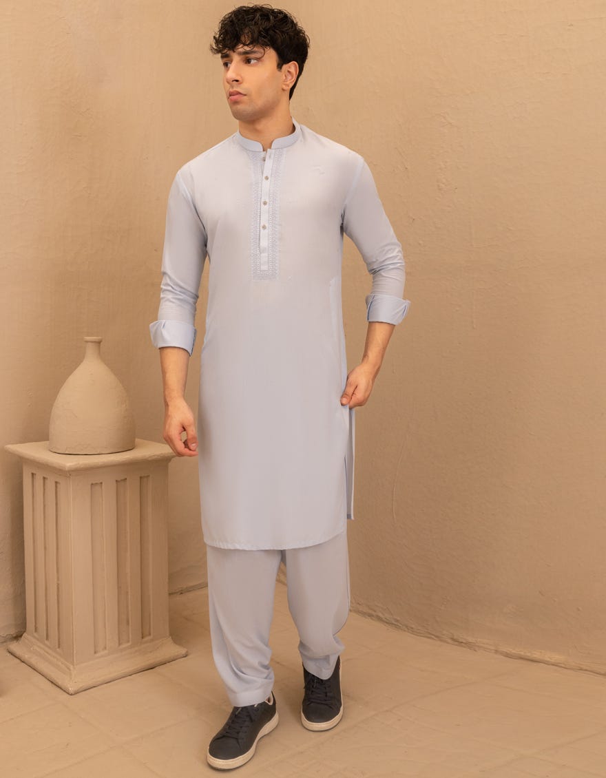 SKY BLUE BLENDED CASUAL KAMEEZ SHALWAR