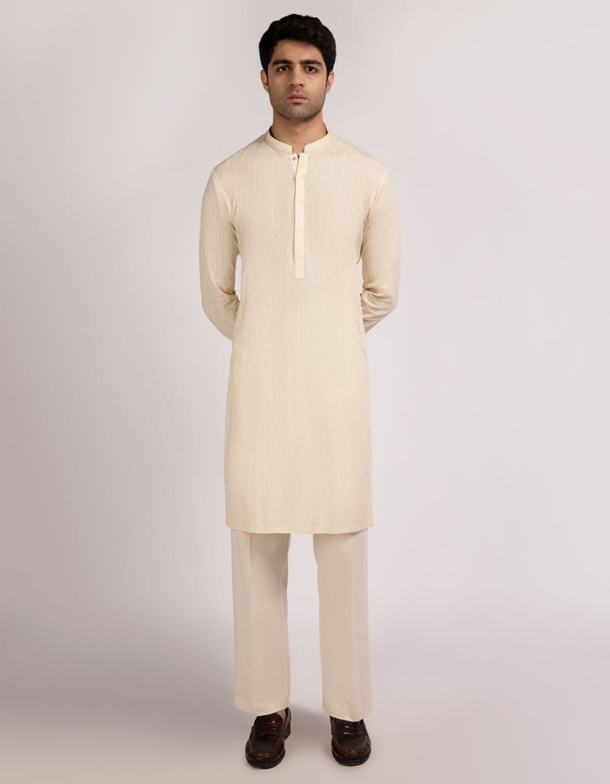 CREAM COTTON FORMAL KURTA