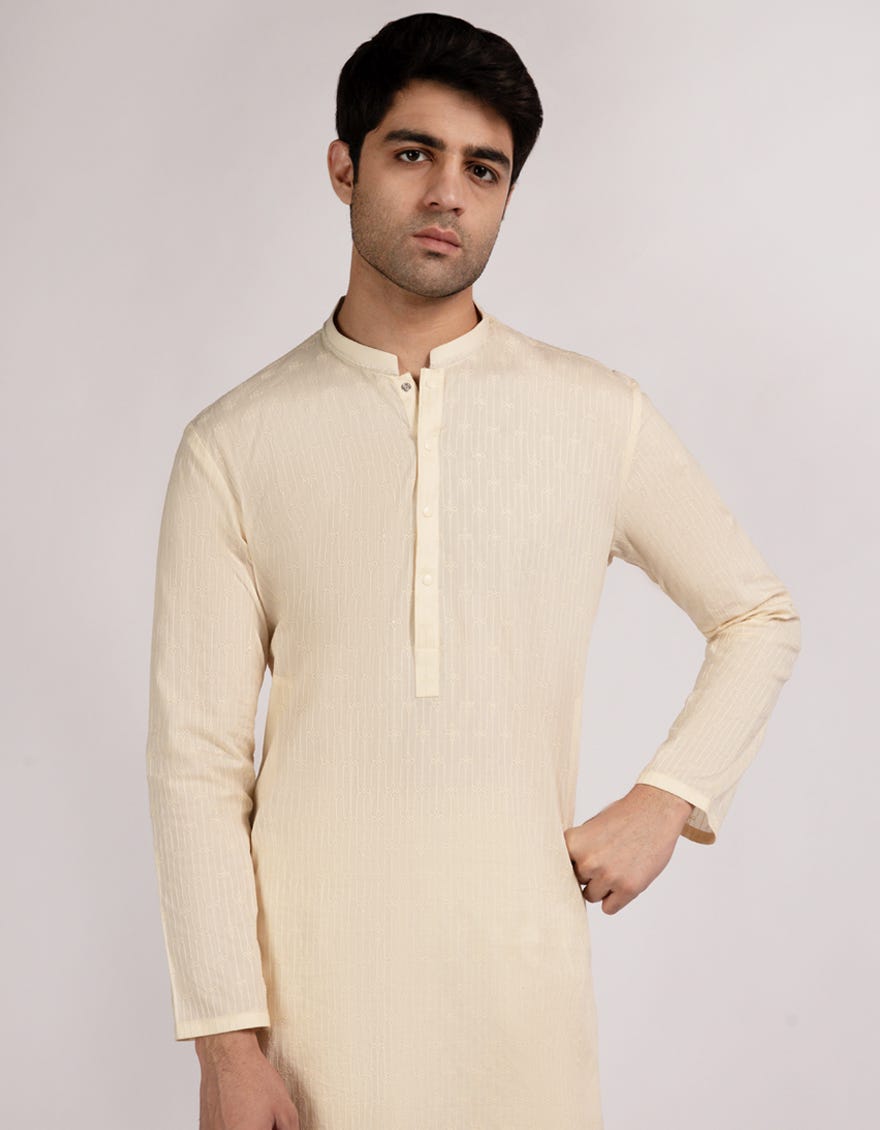 CREAM COTTON FORMAL KURTA