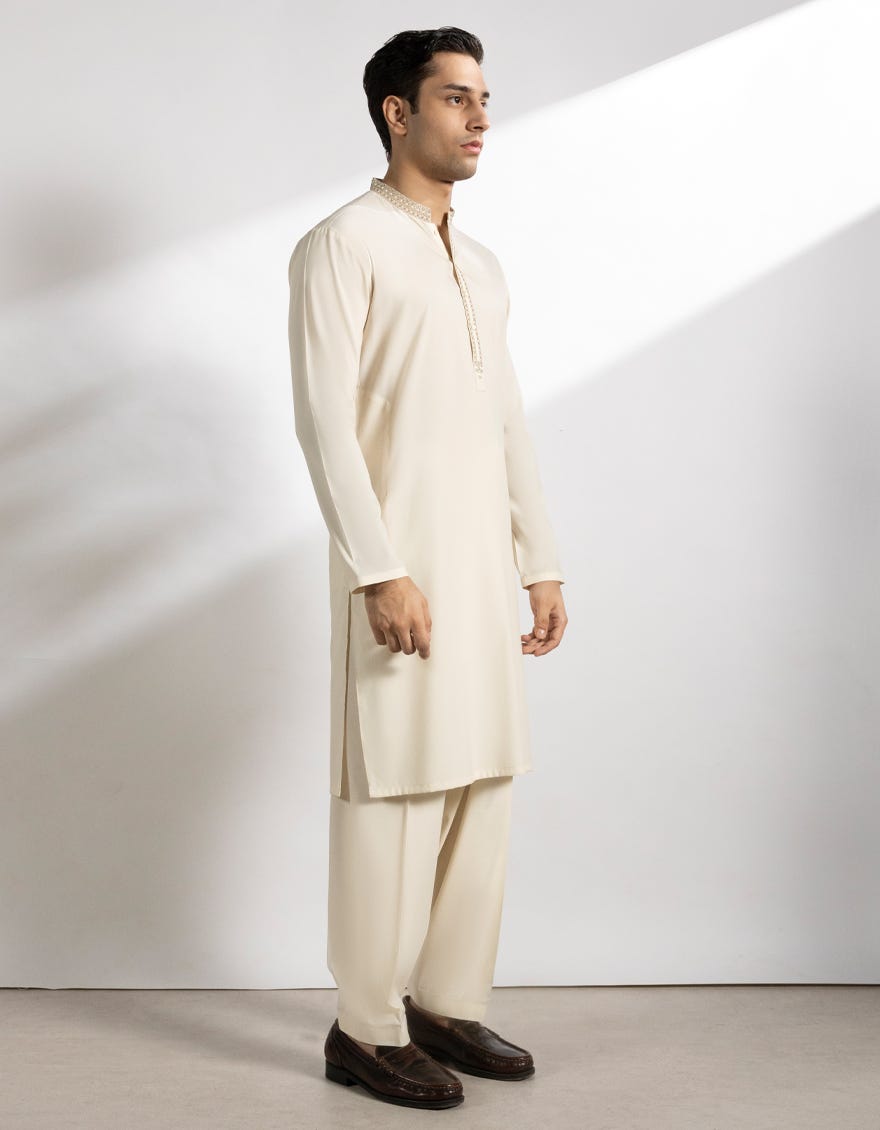 CREAM BLENDED KAMEEZ SHALWAR