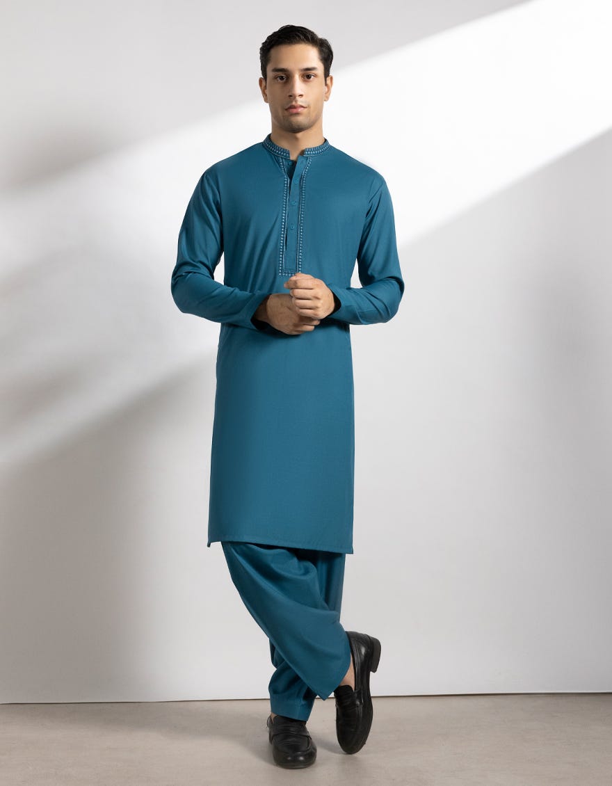 BLUE BLENDED KAMEEZ SHALWAR